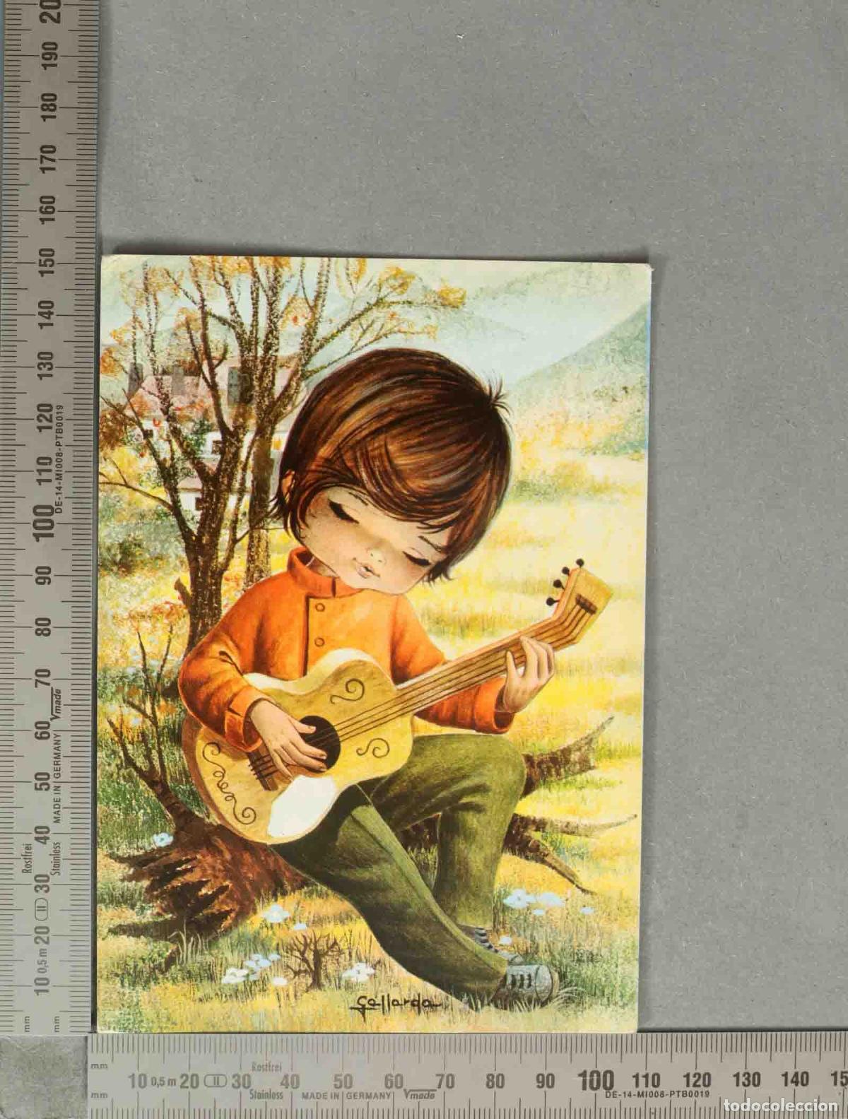 Cartes Postales: POSTAL. Ni&ntilde;o m&uacute;sico guitarra ilustraci&oacute;n - Gallarda