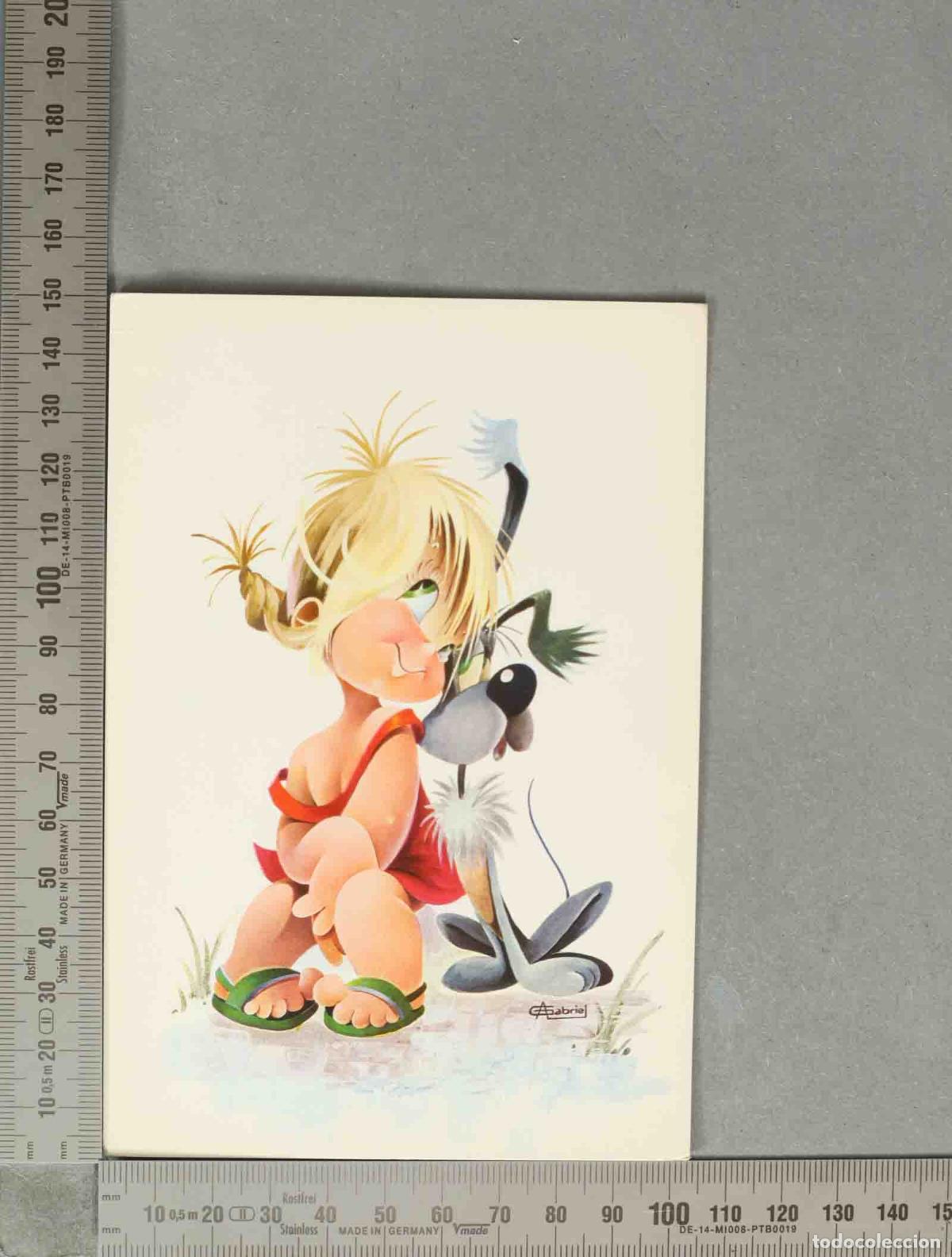 Cartes Postales: POSTAL. Ilustraci&oacute;n Gabriel - Ni&ntilde;a y perro - Editorial C. y Z.