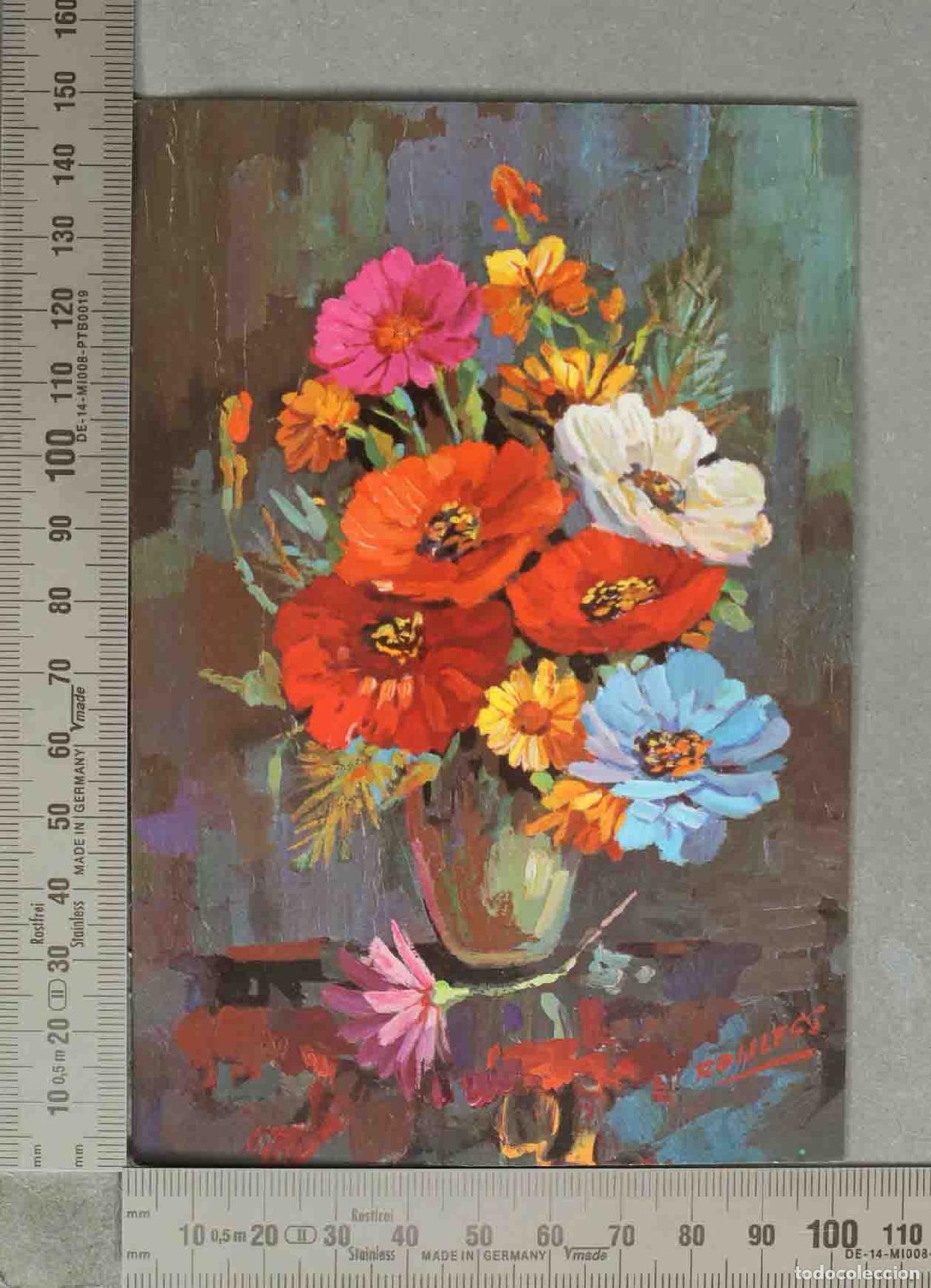 Cartes Postales: POSTAL. Jarr&oacute;n con flores - R. Obligg - &Oacute;leo