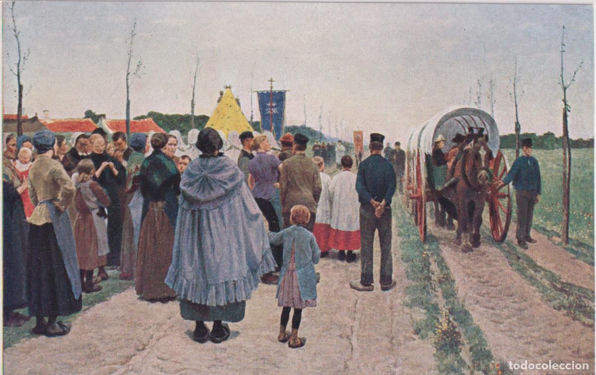 Postales: POSTAL DE LA OBRA FRANS VAN LEEMPUTTEN, CAMPESINOS ESPERANDO A LOS PEREGRINOS &ndash; ED.THOMAS 211 &ndash; S/C