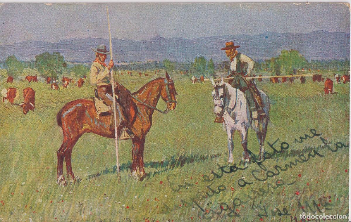 Postcards: POSTAL DE LA OBRA DE MARIANO BERTUCHI, GARROCHISTAS - JUAN BARGU&Ntilde;O - ESCRITA