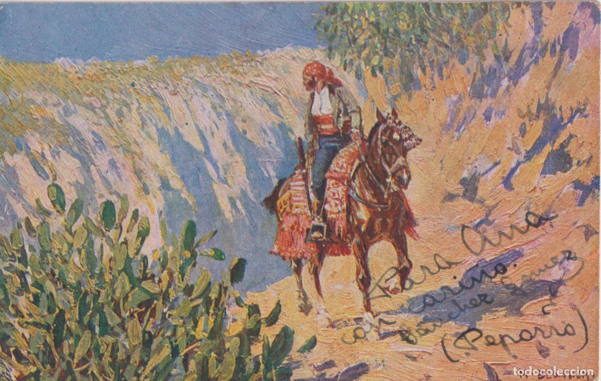 Postales: POSTAL DE LA OBRA DE MARIANO BERTUCHI, EL CONTRABANDISTA - JUAN BARGU&Ntilde;O - ESCRITA