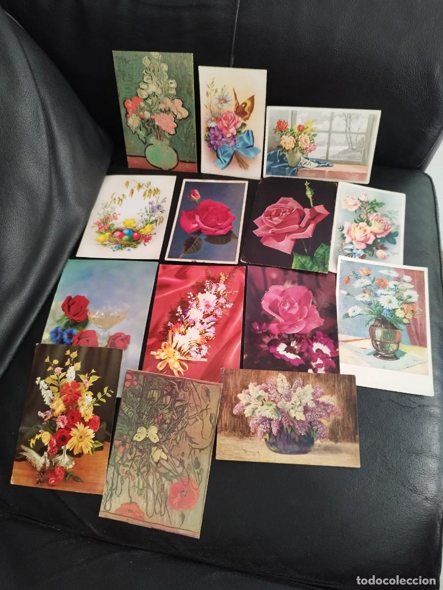 Postales: 14 Tarjetas postales de flores, ramos centros de flores.