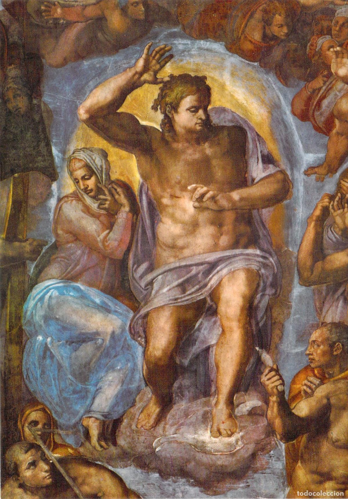 Postais: Postal de la Capilla Sixtina, Cristo Juez por Miguel &Aacute;ngel, Vaticano