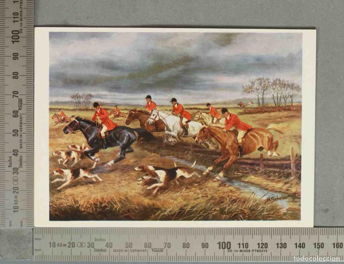 Postales: POSTAL. Escena de caza del zorro a caballo - A. Scheloumoff