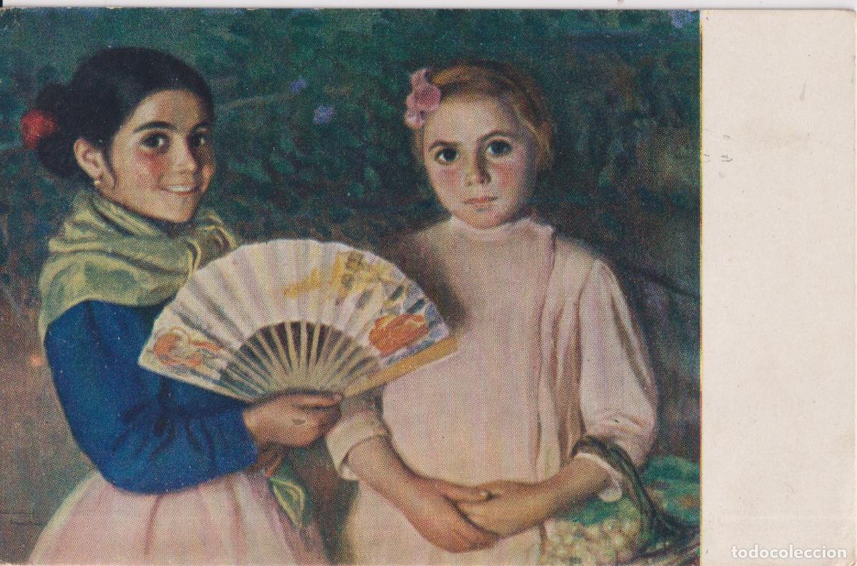 Postales: POSTAL DE LA OBRA DE EUGENIO HERMOSO, LAS DOS AMIGAS &ndash; ED.COLL SALIETI HNOS N&ordm;88 &ndash; CIRCULADA 1919