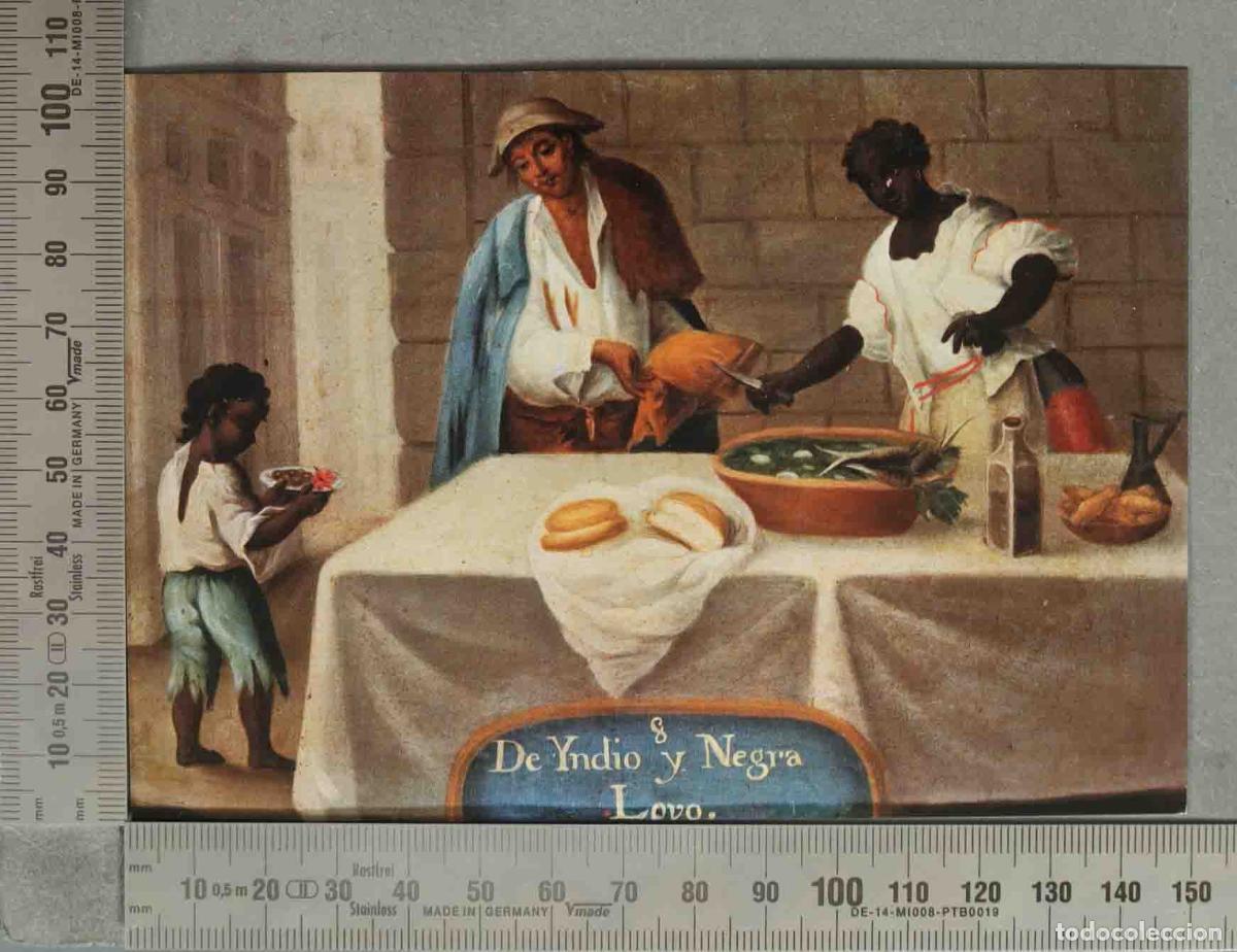 Cartes Postales: POSTAL. De Yndio y Negra, Lovo - Pintura de castas - Escuela Mexicana - Oleo sobre cobre