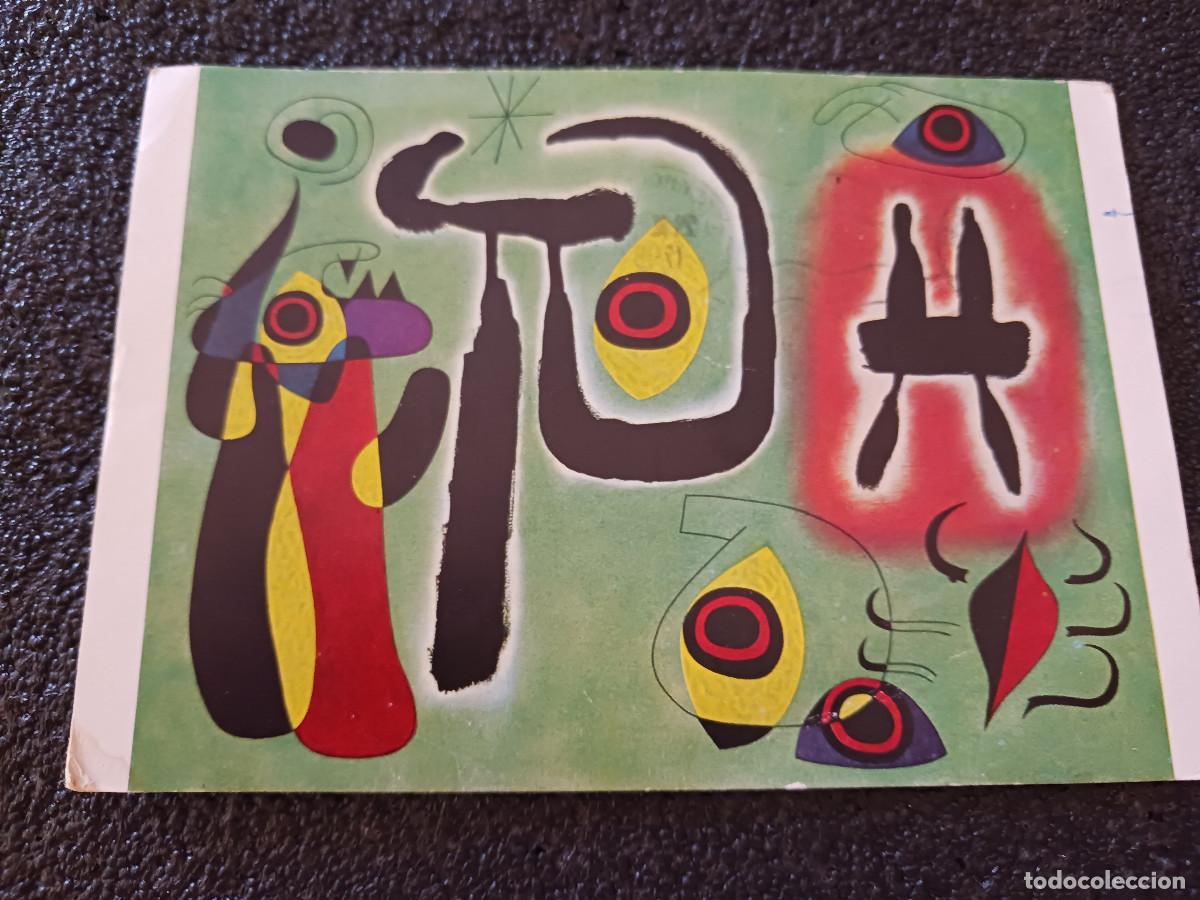 Postkarten: joan miro, le soleil rouge, circulada 1961