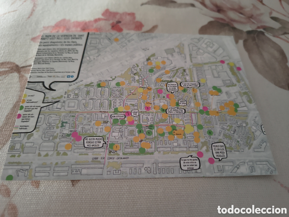 Postales: POSTAL EXPOSICION BESOS 360. EL MAPA DE LA VERNEDA DE SANT MARTI VIST PELS SEUS INFANTS