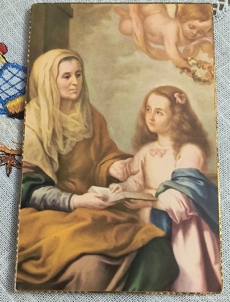 Postales: POSTAL ARTE RELIGIOSO | SANTA ANA DANDO LECCI&Oacute;N A LA VIRGEN - MURILLO