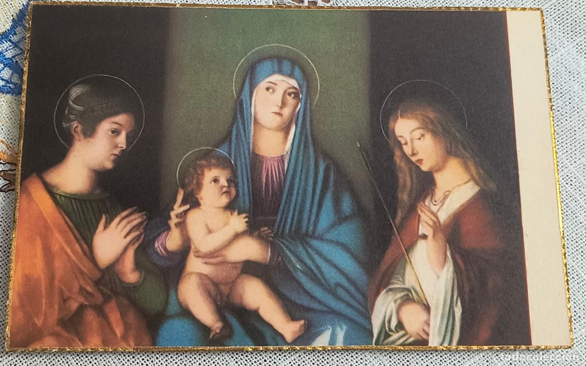 Postales: POSTAL ARTE RELIGIOSO | LA VIRGEN Y EL NI&Ntilde;O ENTRE DOS SANTOS - BELLINI