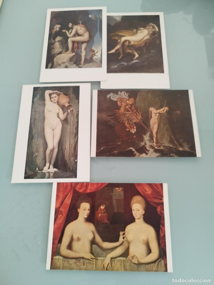 Postales: Tarjetas postales de obras de arte cl&aacute;sico, incluyendo pinturas mitol&oacute;gicas y retratos hist&oacute;ricos.