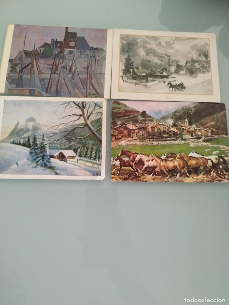Postales: Tarjetas postales antiguas de paisajes con ilustraciones de estilo acuarela, posiblemente d