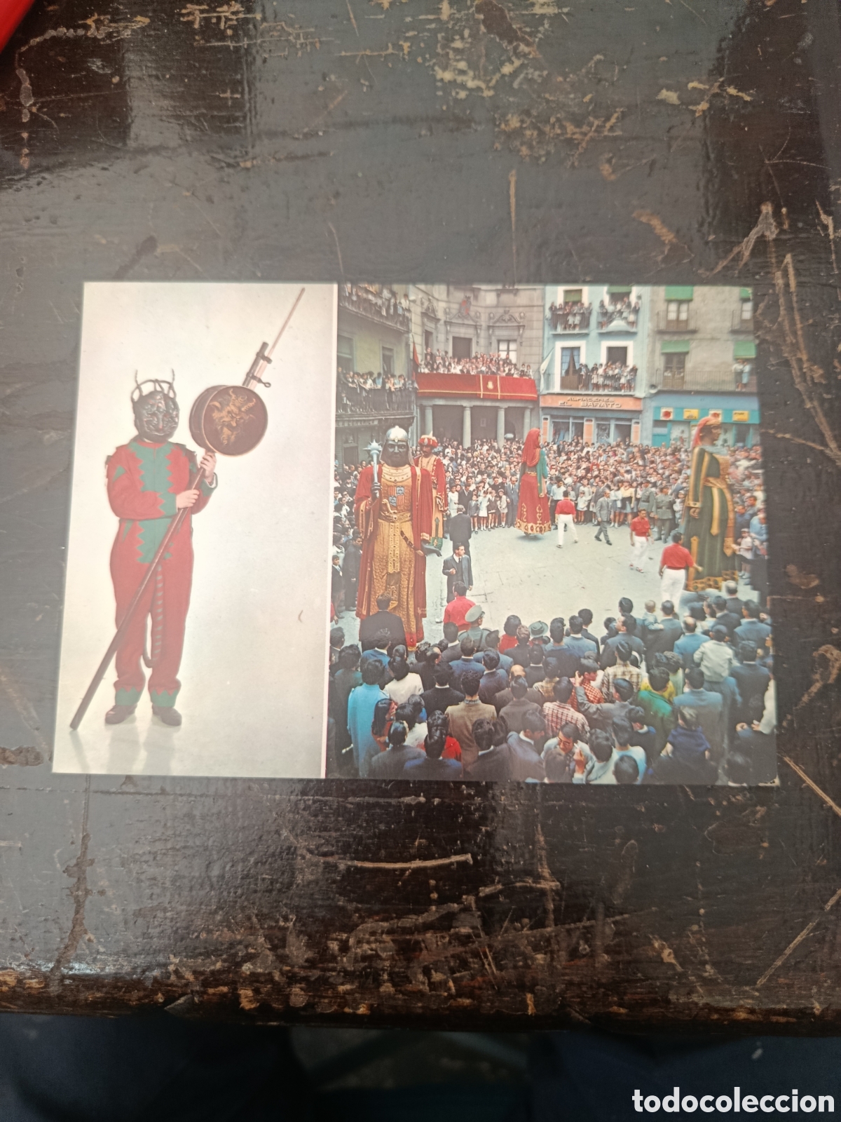 Postales: Buenas y divertida postal de la patum de berga gegants i maces
