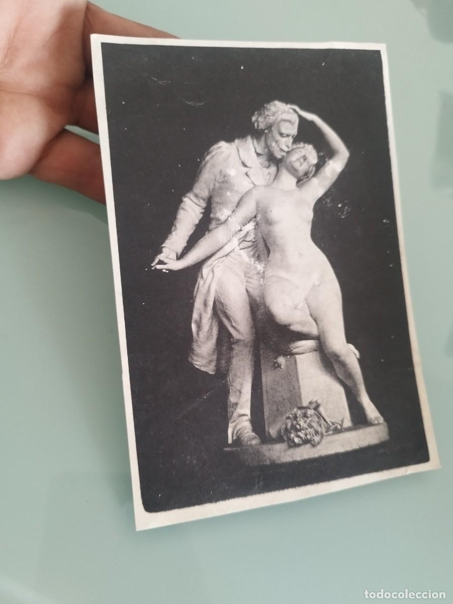 Postales: Antigua tarjeta postal escultura rom&aacute;ntica &rdquo;Paolo y Virginia&rdquo;. Alessandro Puttinati en 1844.