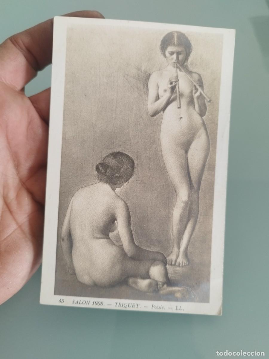 Postales: Antigua Tarjeta postal reproducci&oacute;n de &rdquo;Po&eacute;sie&rdquo; Jules Octave Triquet, en el Salon de 1908.