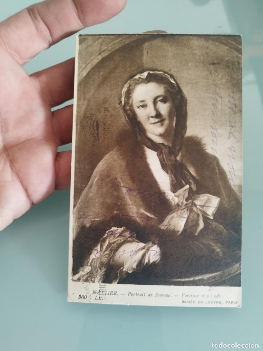 Postales: Antigua Tarjeta postal Retrato de la condesa Tessin&rdquo; de Jean-Marc Nattier, museo Louvre