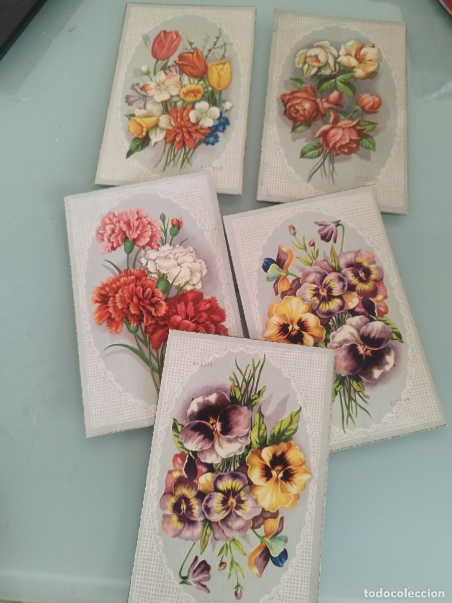 Postales: Coleccion de 5 antiguas tarjetas de ramos de flores.
