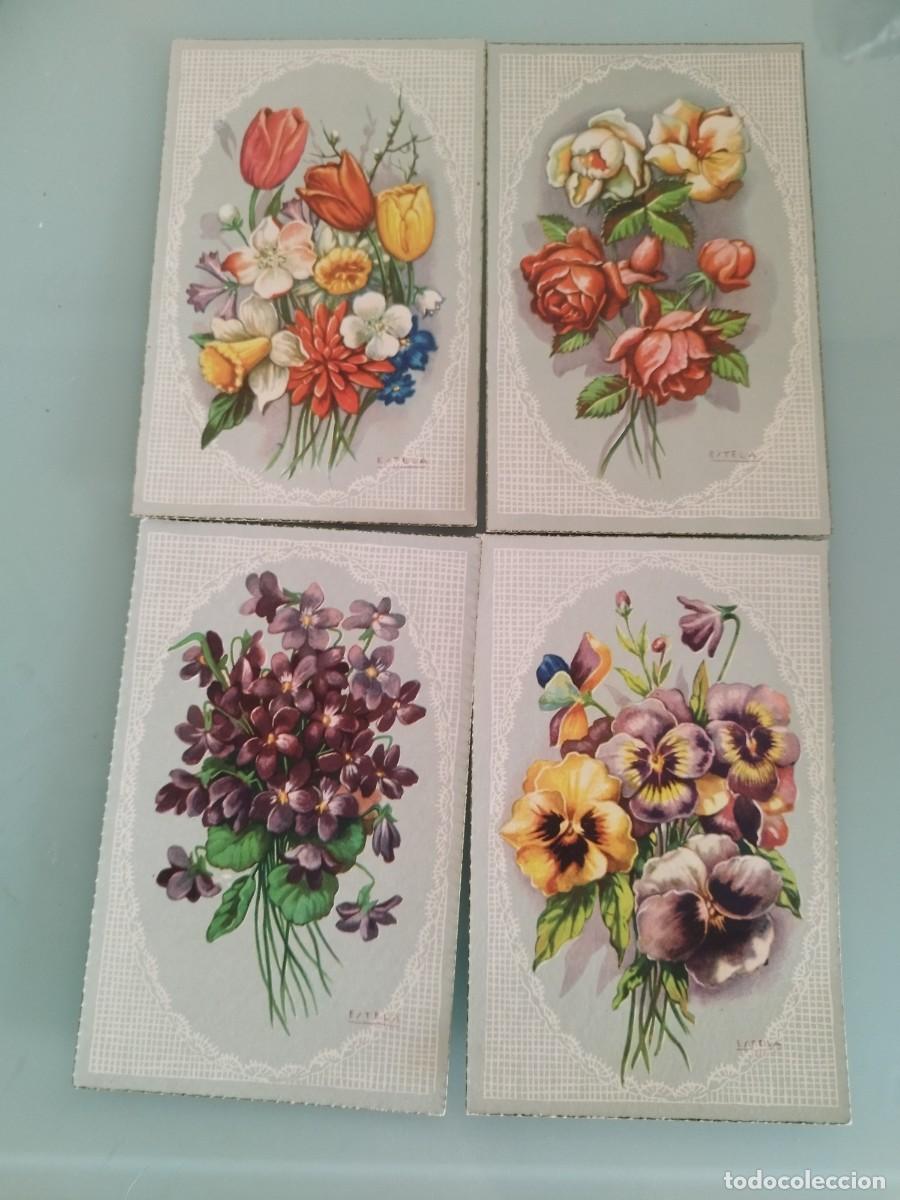 Postales: Coleccion de 4 antiguas tarjetas de ramos de flores.