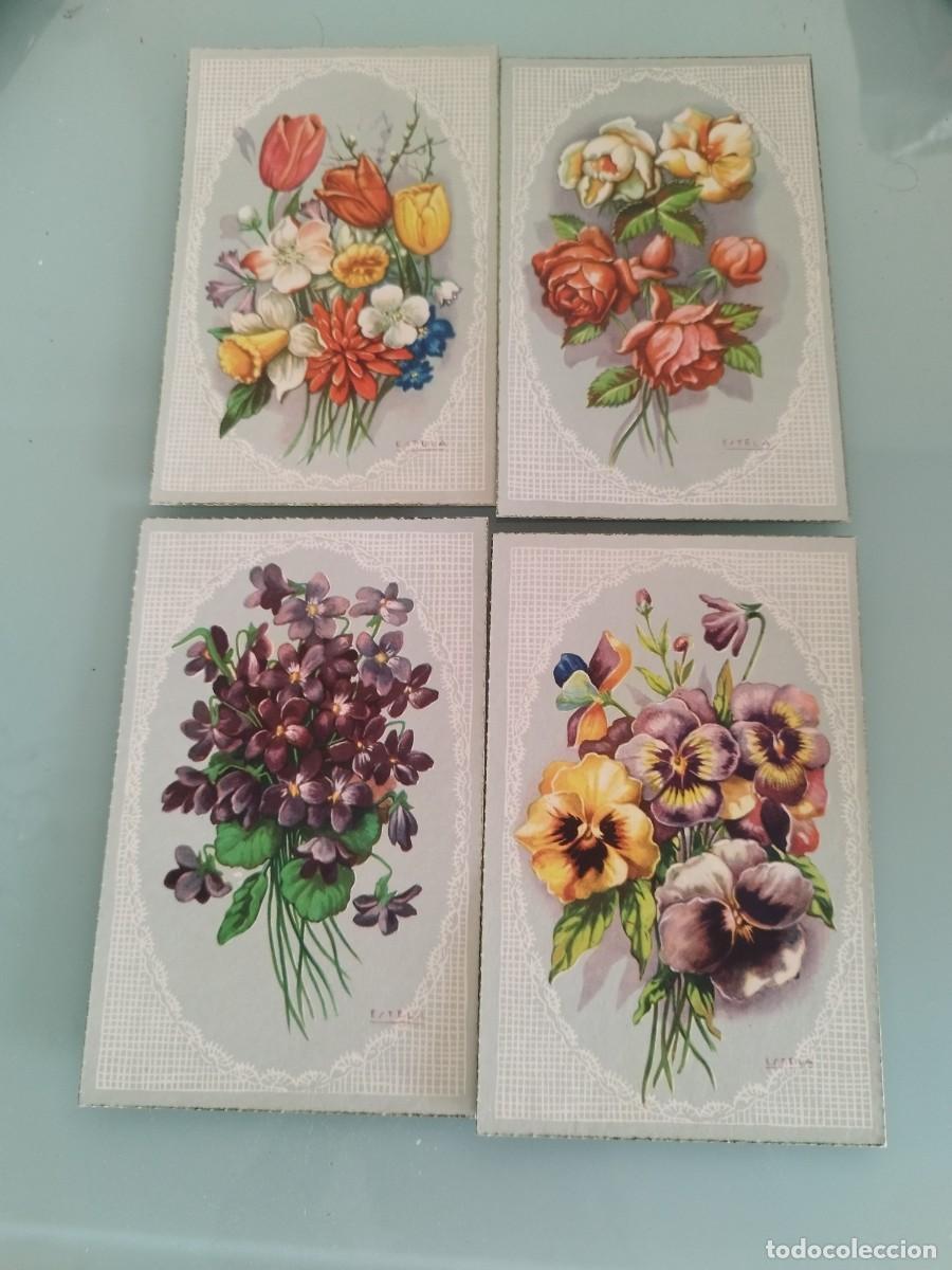 Postales: Coleccion de 4 antiguas tarjetas de ramos de flores.