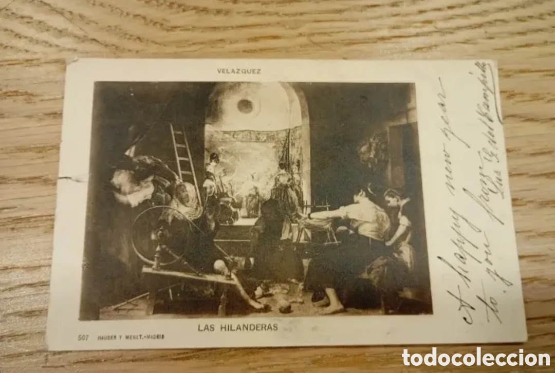 Postales: VEL&Aacute;ZQUEZ - LAS HILANDERAS - HAUSER Y MENET, MADRID - SELLO PEL&Oacute;N ALFONSO XIII