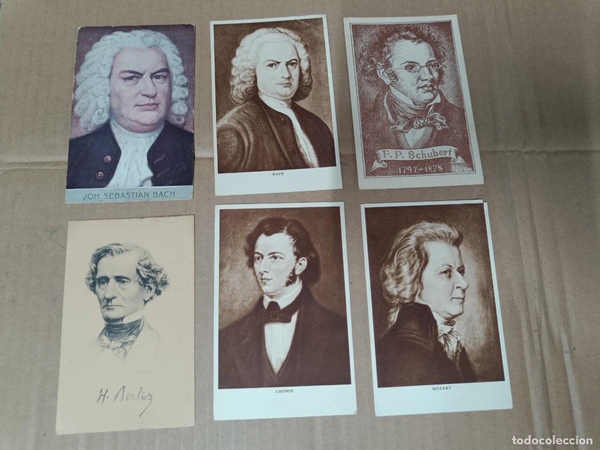 Postales: LOTE DE 6 POSTALES DE FAMOSOS COMPOSITORES, BACH SCHUBERT MOZART BERLIOZ CHOPIN, MUSICA -S1