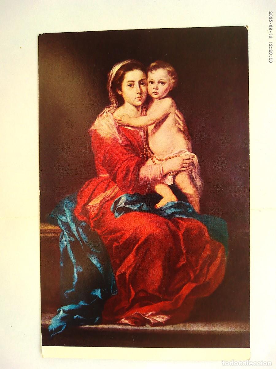 Postales: POSTAL CON PINTURA DE MURILLO : LA VIRGEN DEL ROSARIO . MUSEO DEL PRADO ( MADRID )