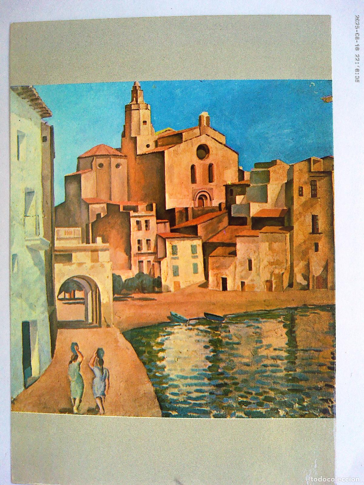 Postais: POSTAL CON PINTURA DE DALI: LA IGLESIA DE CADAQUES A LOS 8 DE LA MA&Ntilde;ANA. MUSEO DALI FIGUERAS