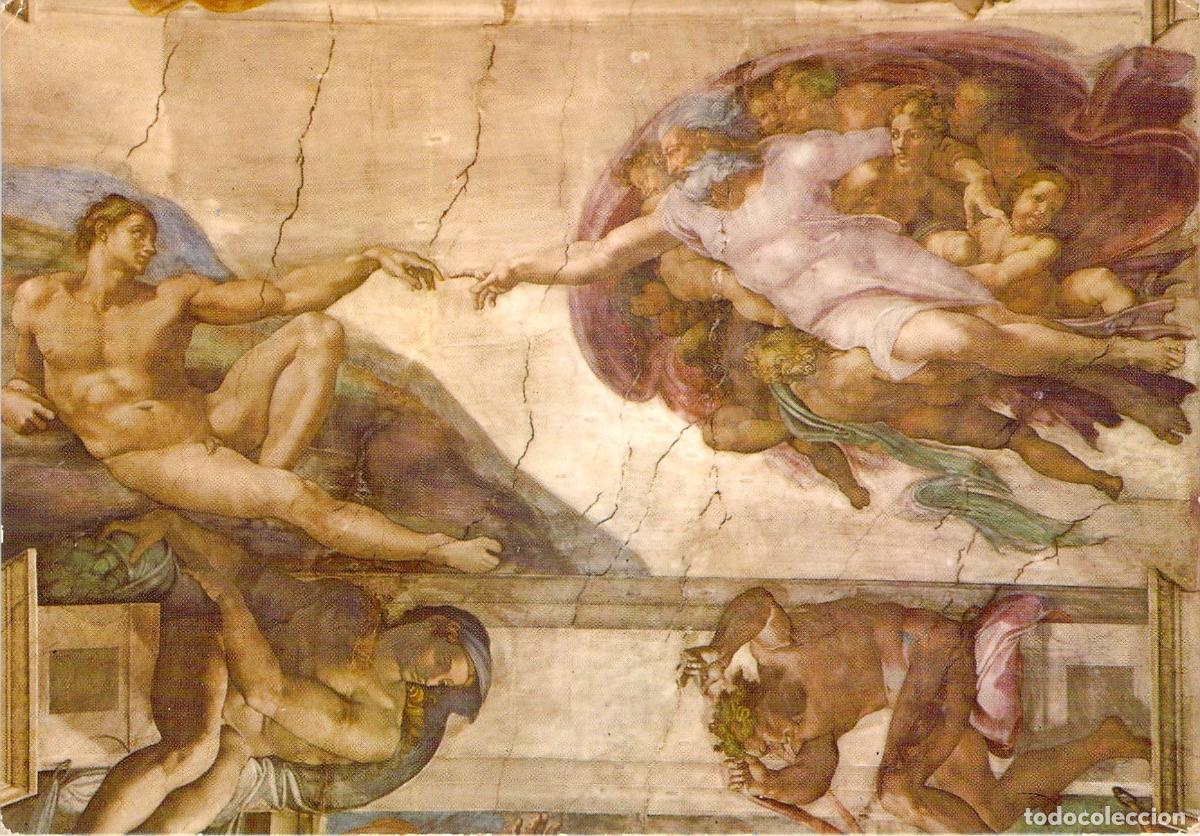 Postales: Postal de la Capilla Sixtina - La Creaci&oacute;n de Ad&aacute;n, Miguel &Aacute;ngel