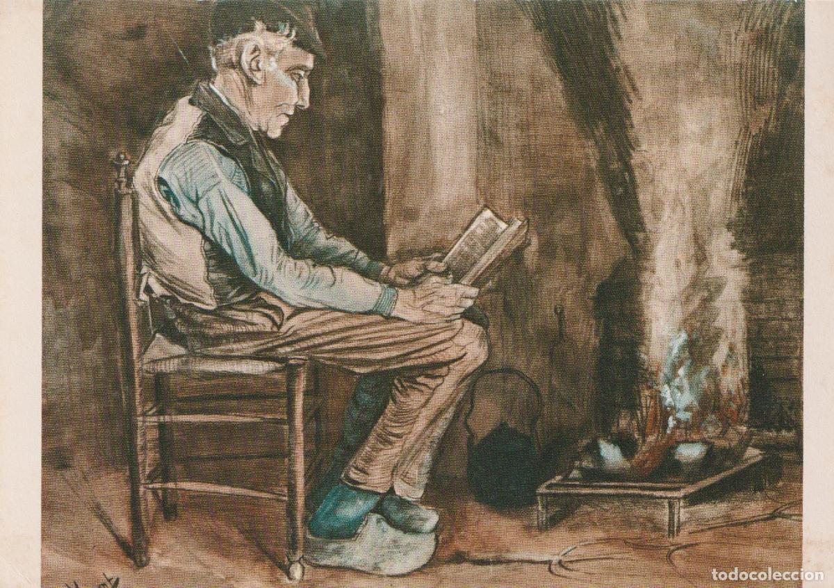 Postales: POSTAL DE LA OBRA DE VAN GOGH, MAN READING BY THE FIRE (1881) &ndash; KR&Ouml;LLER-M&Uuml;LLER 233 &ndash; S/C
