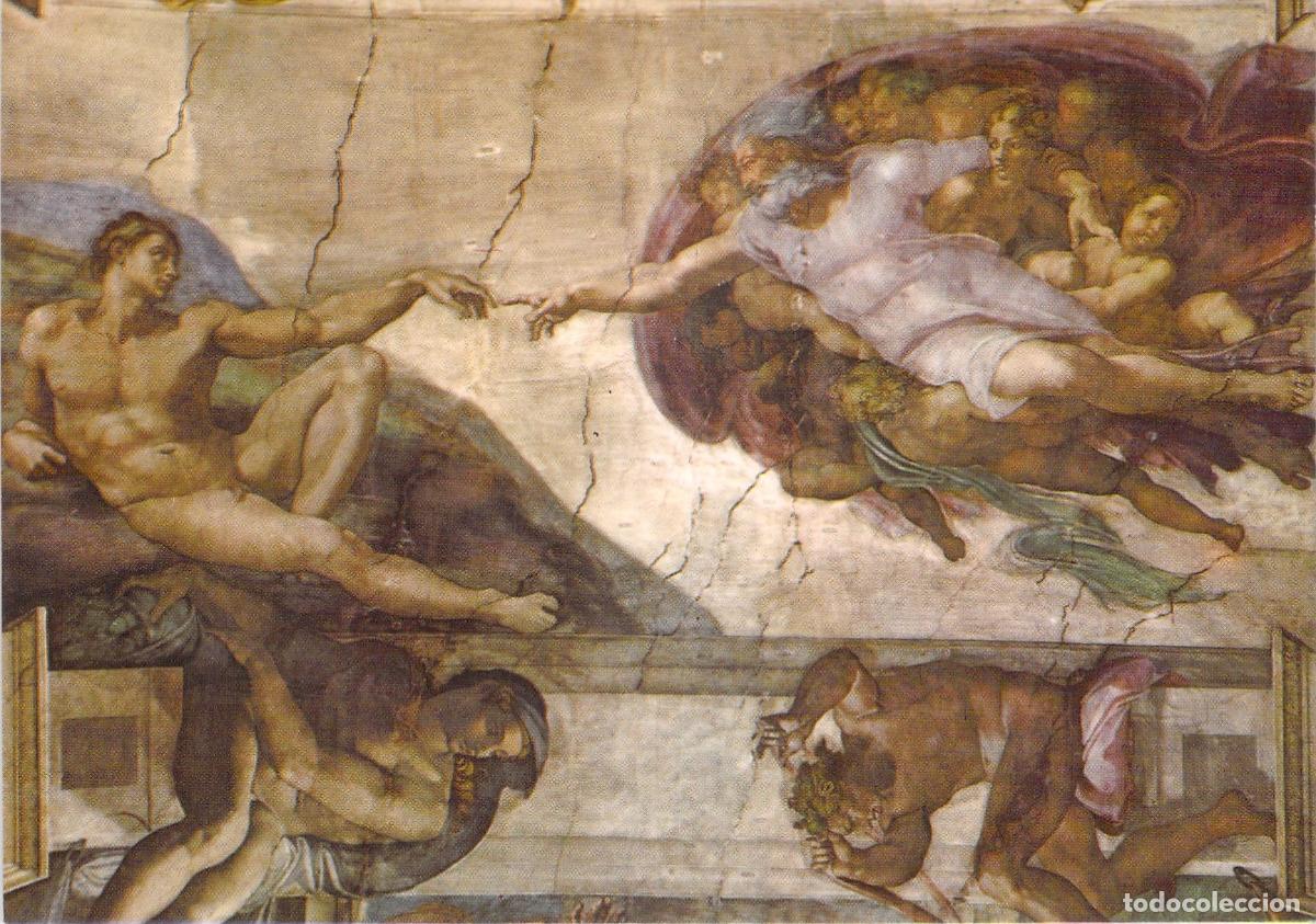 Postales: Postal de la Creaci&oacute;n de Ad&aacute;n en la Capilla Sixtina