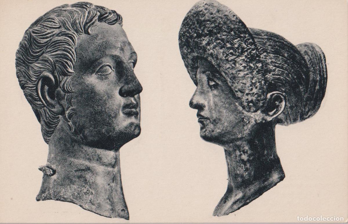 Postales: ARTE ROMANO, RETRATO EN BRONCE DE DAMA ROMANA, CABEZA DE AUGUSTO - S/C