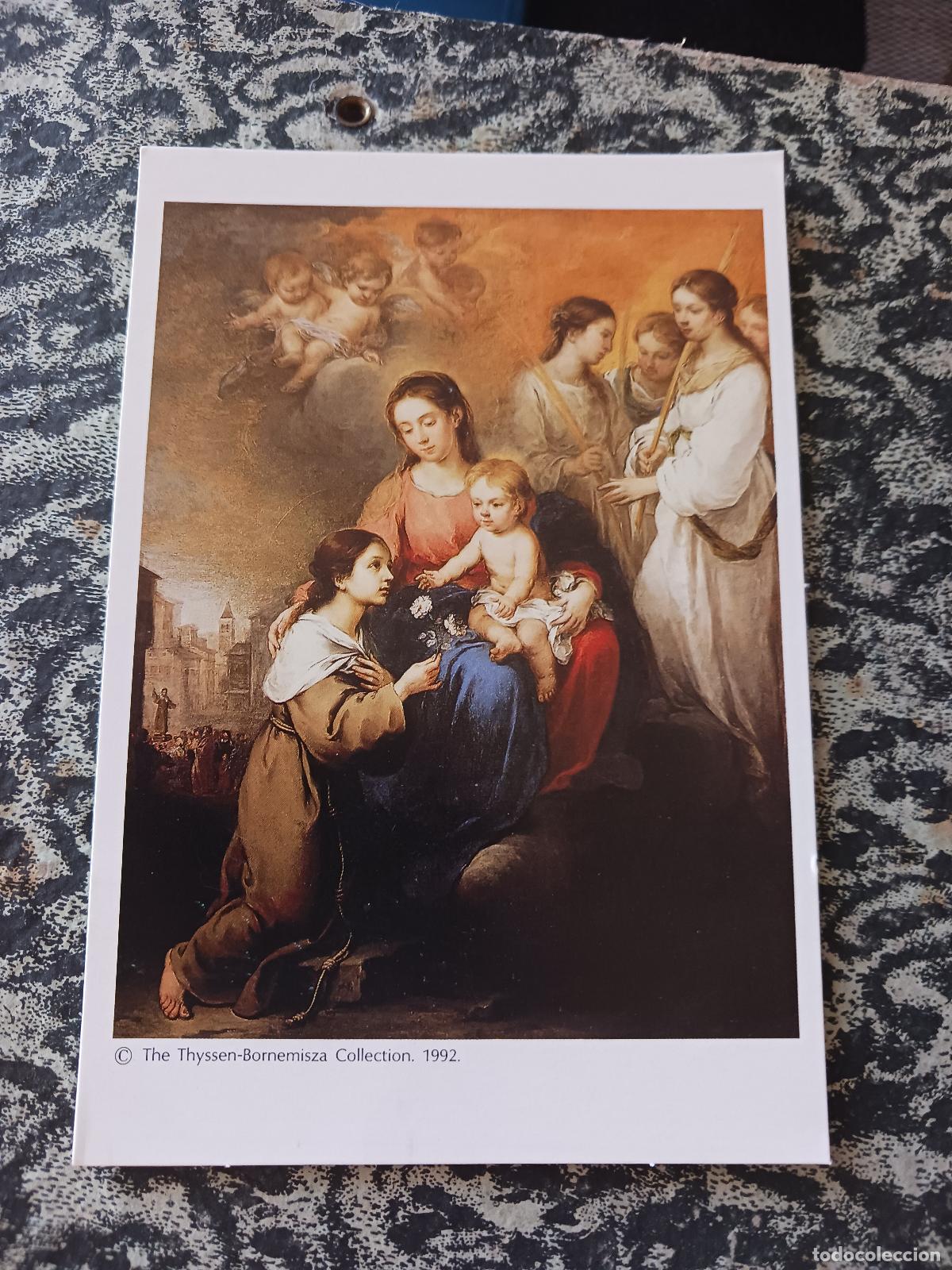 Postales: murillo, la virgen y el ni&ntilde;o, con santa rosalia de palermo Thyssen-Bornemisza, palacio villahermosa