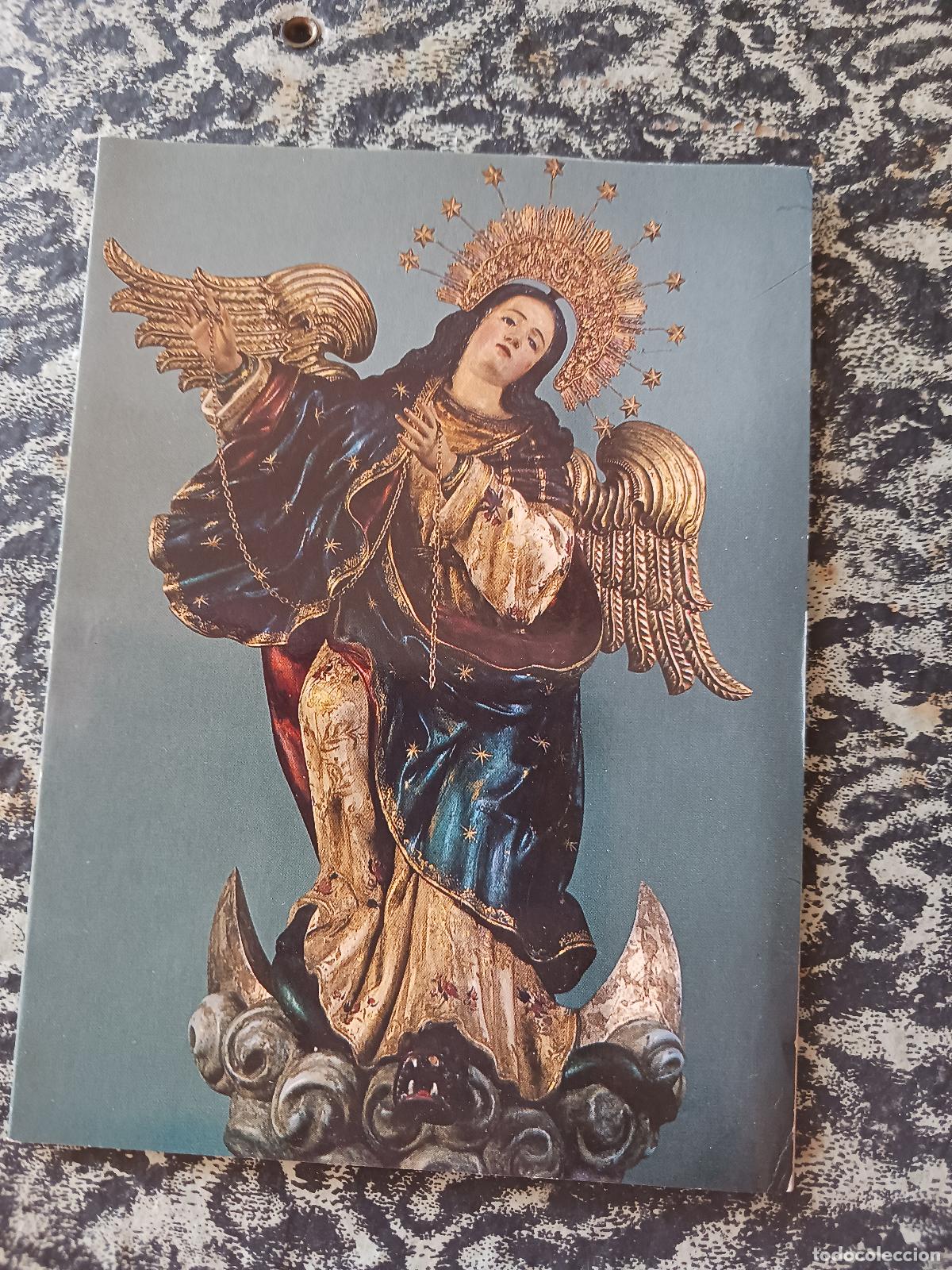 Postales: la inmaculada de quito, escultura en madera, tarjetas del ecuador