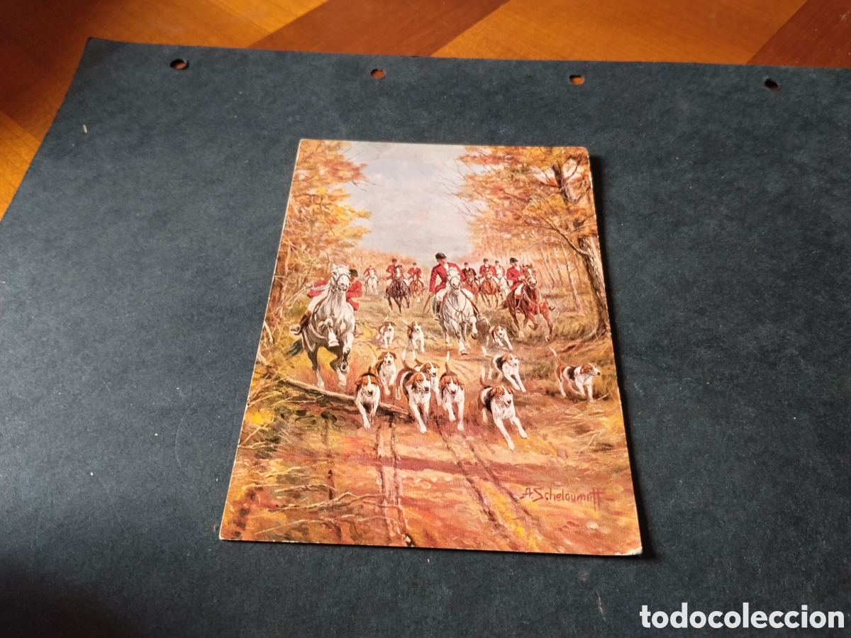 Postales: Postal arte dibujo caza del zorro de A.Scheloumoff