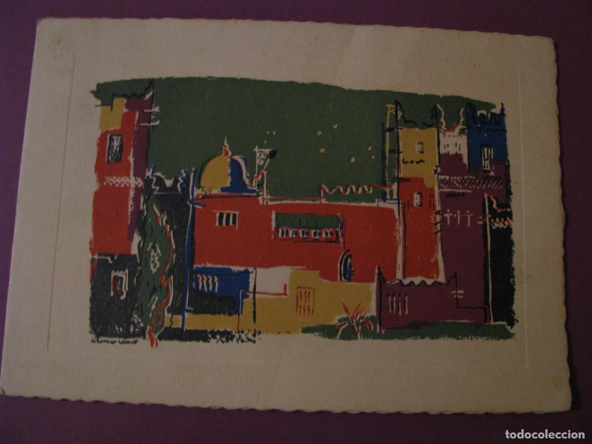 Postales: POSTAL DIPTICA. DIBUJO ESCENA DE NORTE DE AFRICA. NO HAY DATOS 16X12 CM