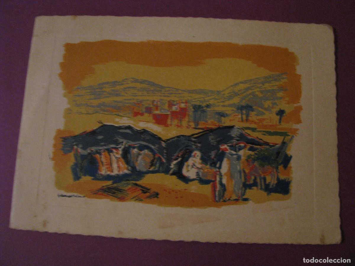 Postales: POSTAL DIPTICA. DIBUJO ESCENA DE NORTE DE AFRICA. NO HAY DATOS 16X12 CM