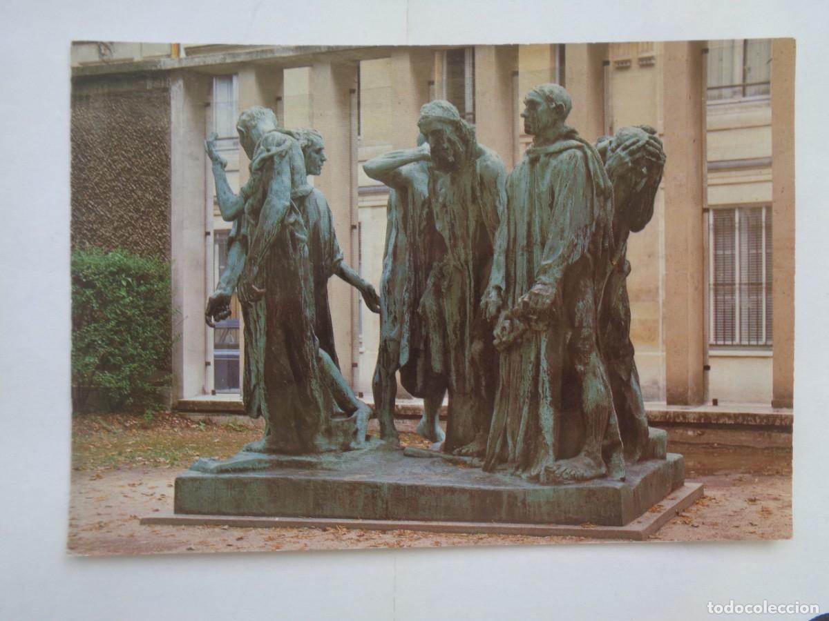 Cartoline: POSTAL CON ESCULTURA DE RODIN : LOS BURGUESES DE CALAIS . MUSEO RODIN DE PARIS ( FRANCIA )