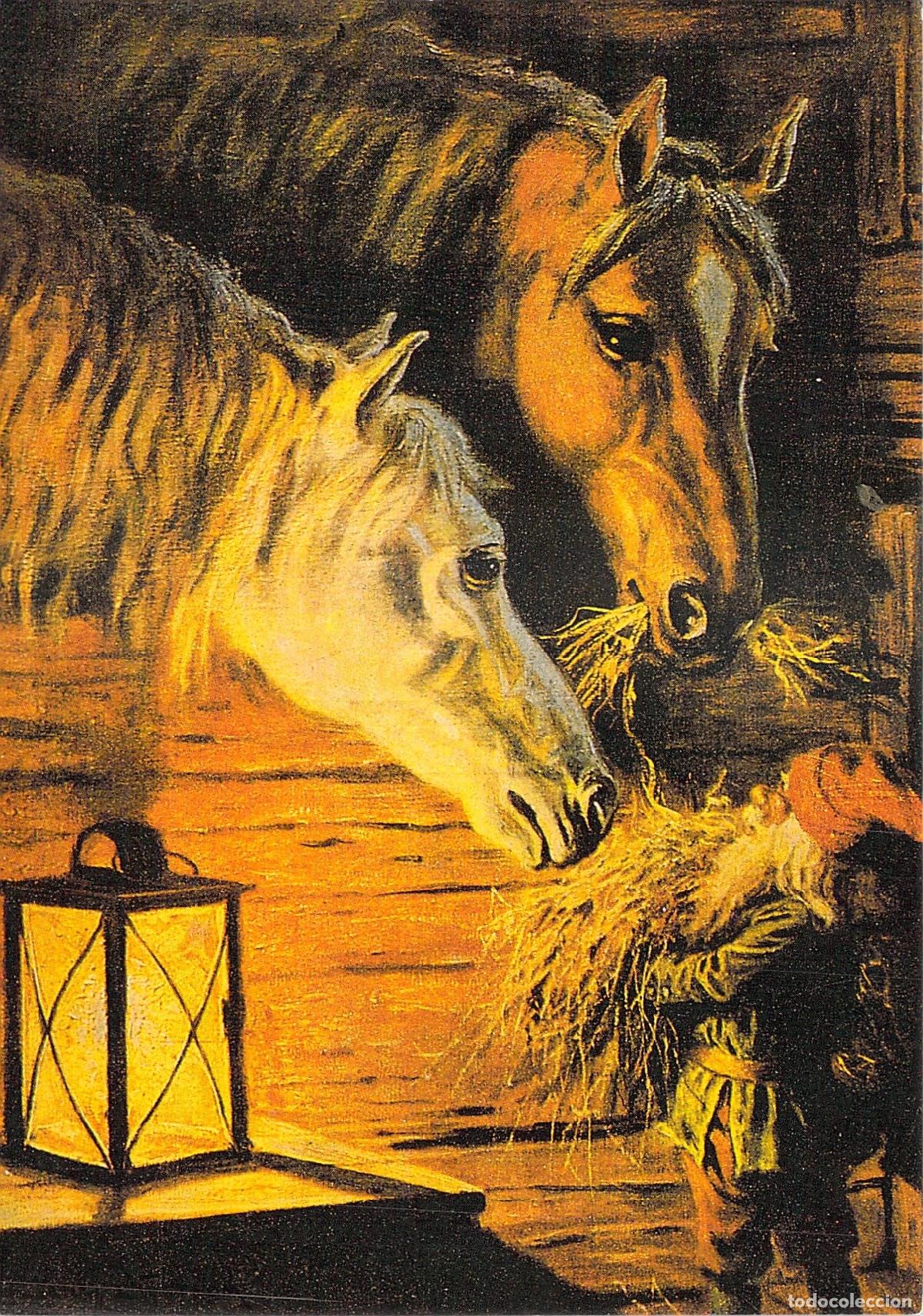 Postales: Postal con ilustraci&oacute;n de caballos y gnomo por Jenny Nystr&ouml;m