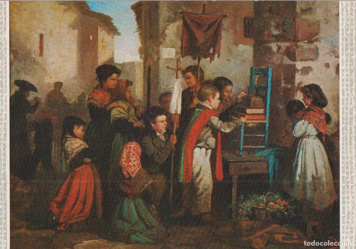 Postales: POSTAL DE LA OBRA DE JOAQUIN VAYREDA Y VILA, NI&Ntilde;OS ANTE UN CRISTO &ndash; ESCUDO DE ORO N&ordm;24 &ndash; S/C