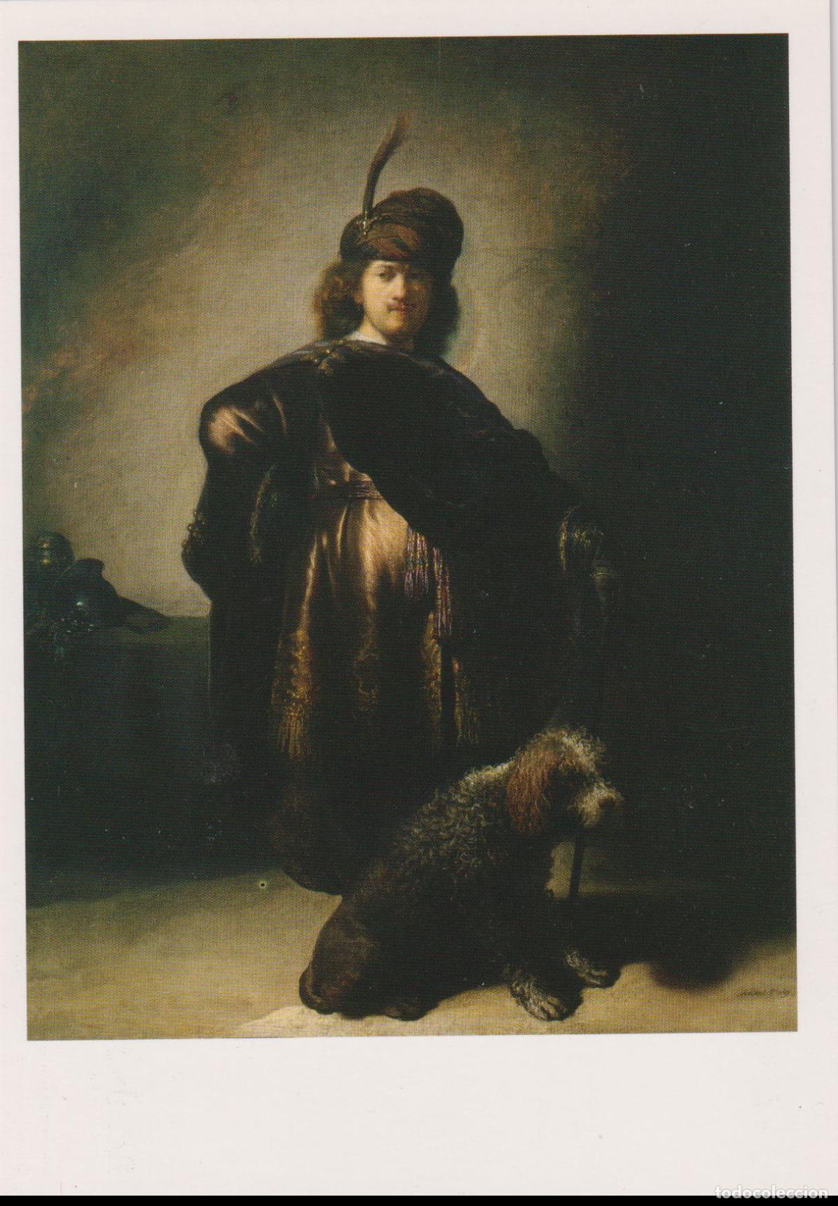 Postales: POSTAL DE LA OBRA DE REMBRANDT, AUTORRETRATO CON TRAJE ORIENTAL (1631) &ndash; MUSEO NACIONAL DEL PRADO &ndash;