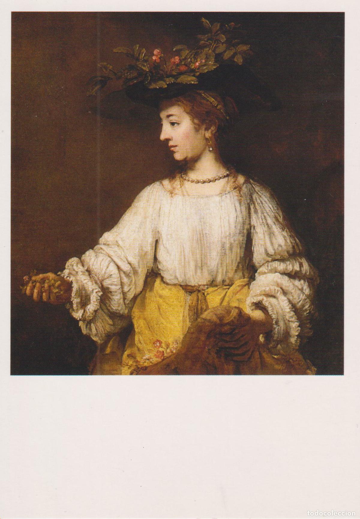 Postales: POSTAL DE LA OBRA DE REMBRANDT, FLORA (1654) &ndash; MUSEO NACIONAL DEL PRADO &ndash; S/C