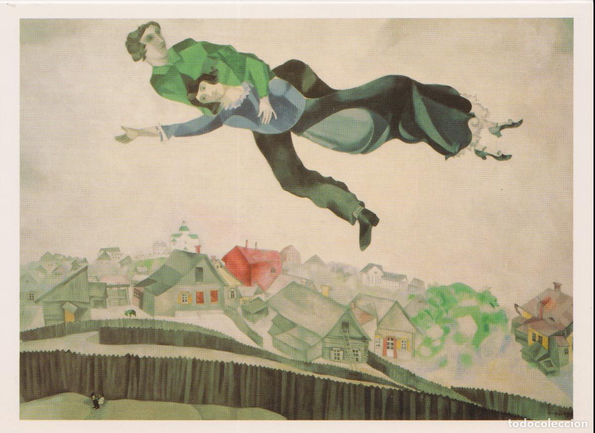 Postales: POSTAL DE LA OBRA MARC CHAGALL, SOBREVOLANT LA CIUTAT (1914/18) &ndash; FUNDACI&Oacute;N JUAN MARCH &ndash; S/C