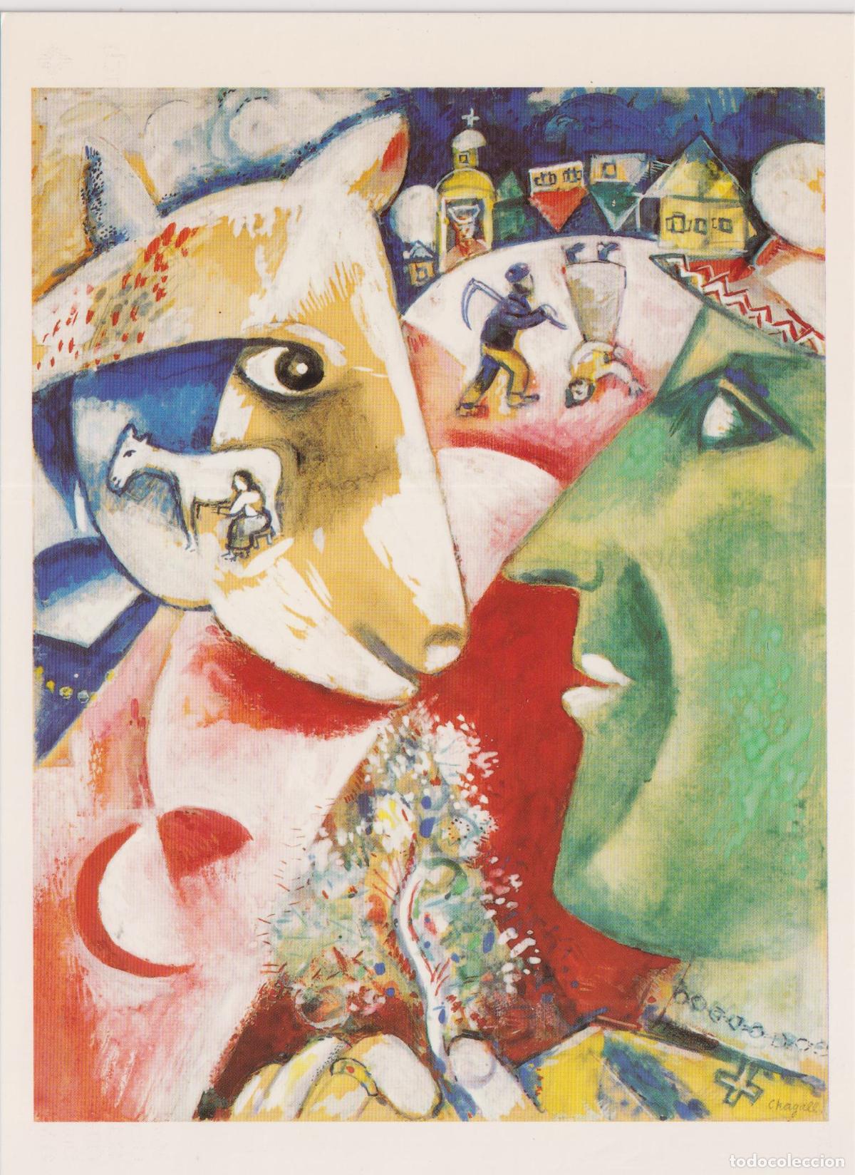 Postales: POSTAL DE LA OBRA MARC CHAGALL, JO I EL POBLET (1911) &ndash; FUNDACI&Oacute;N JUAN MARCH &ndash; S/C