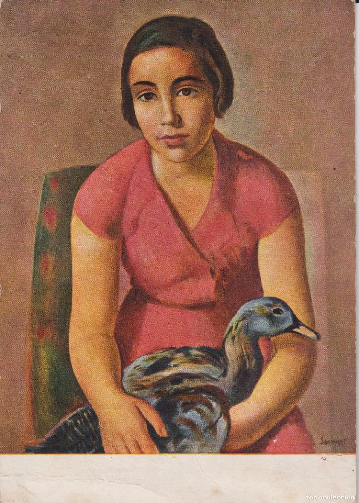 Postales: POSTAL DE LA OBRA DE JOAQUIN SUNYER, NI&Ntilde;A CON UN PATO &ndash; MNAC - S/C