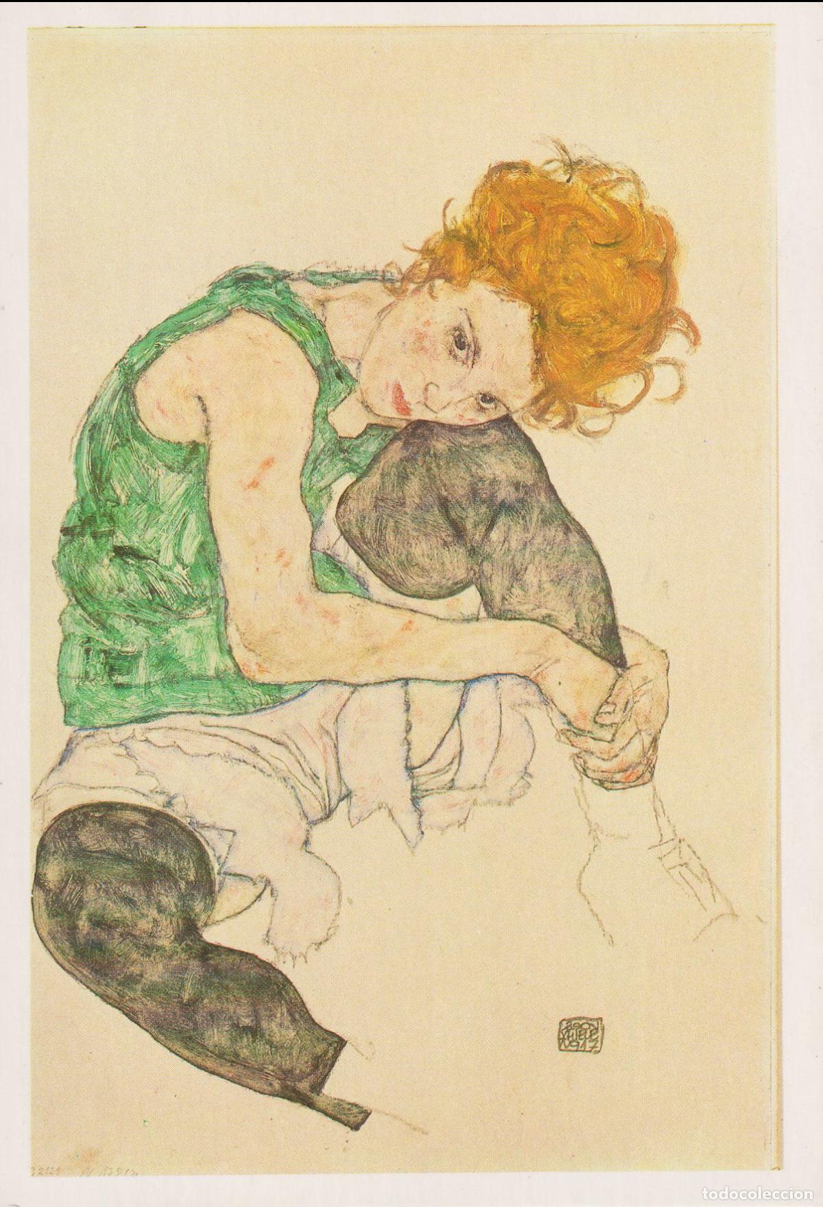 Postales: POSTAL DE LA OBRA DE EGON SCHIELE, FEMME ASSISE AVEC LA JAMBE GAUCHE (1917) - S/C