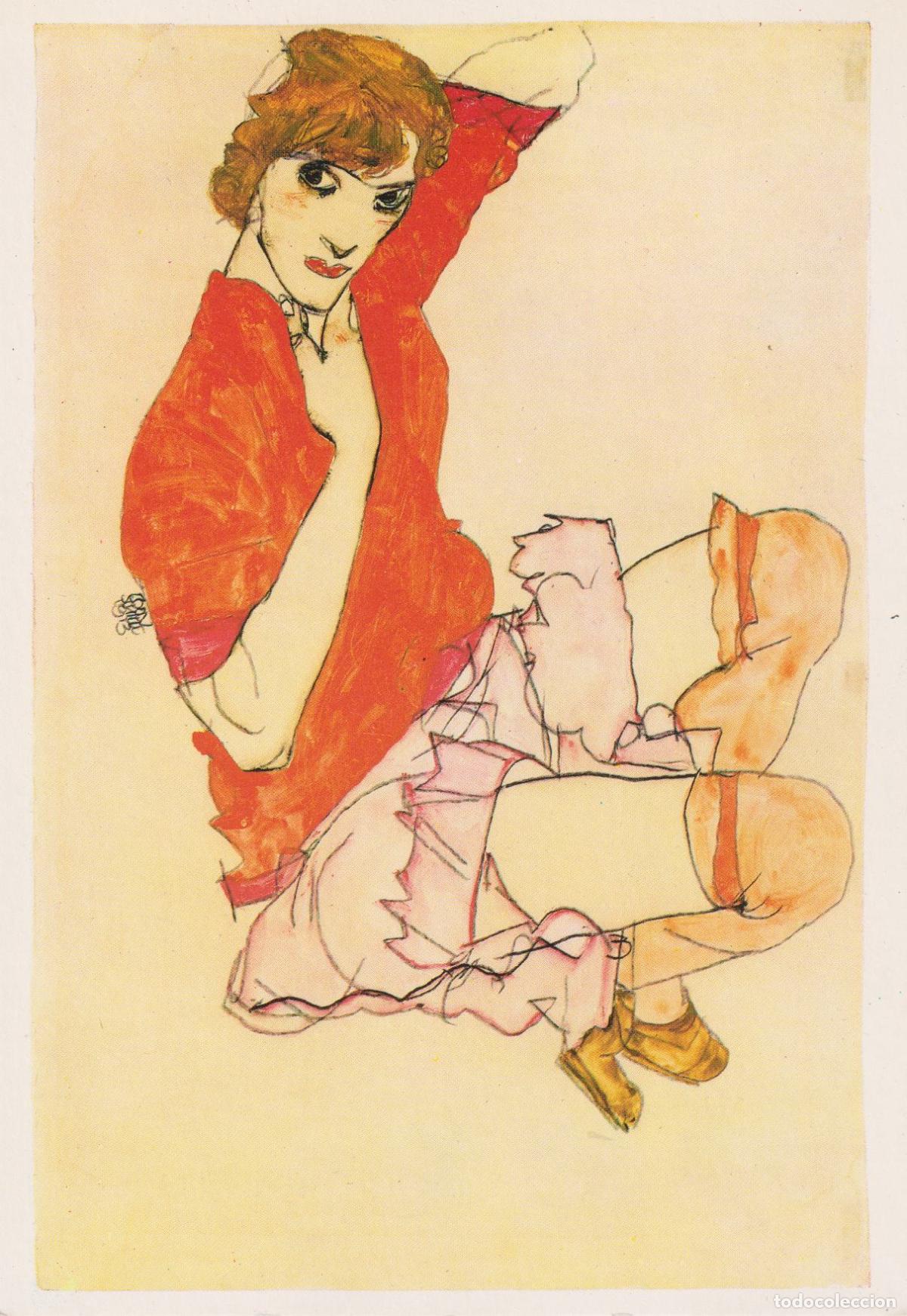 Postales: POSTAL DE LA OBRA DE EGON SCHIELE, WALLI EN BLOUSE ROUGE (1913) - EDITIONS HAZAN - S/C