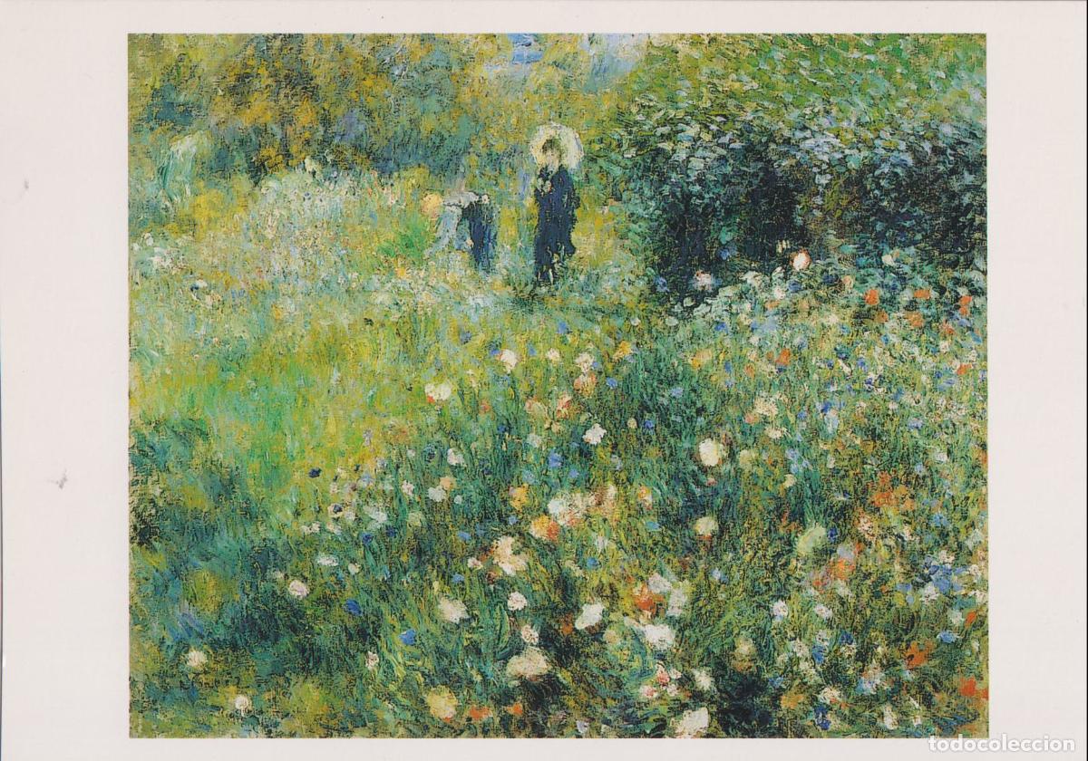 Postales: POSTAL DE LA OBRA DE AUGUSTE RENOIR, MUJER CON SOMBRILLA EN UN JARDIN (1873) - S/C