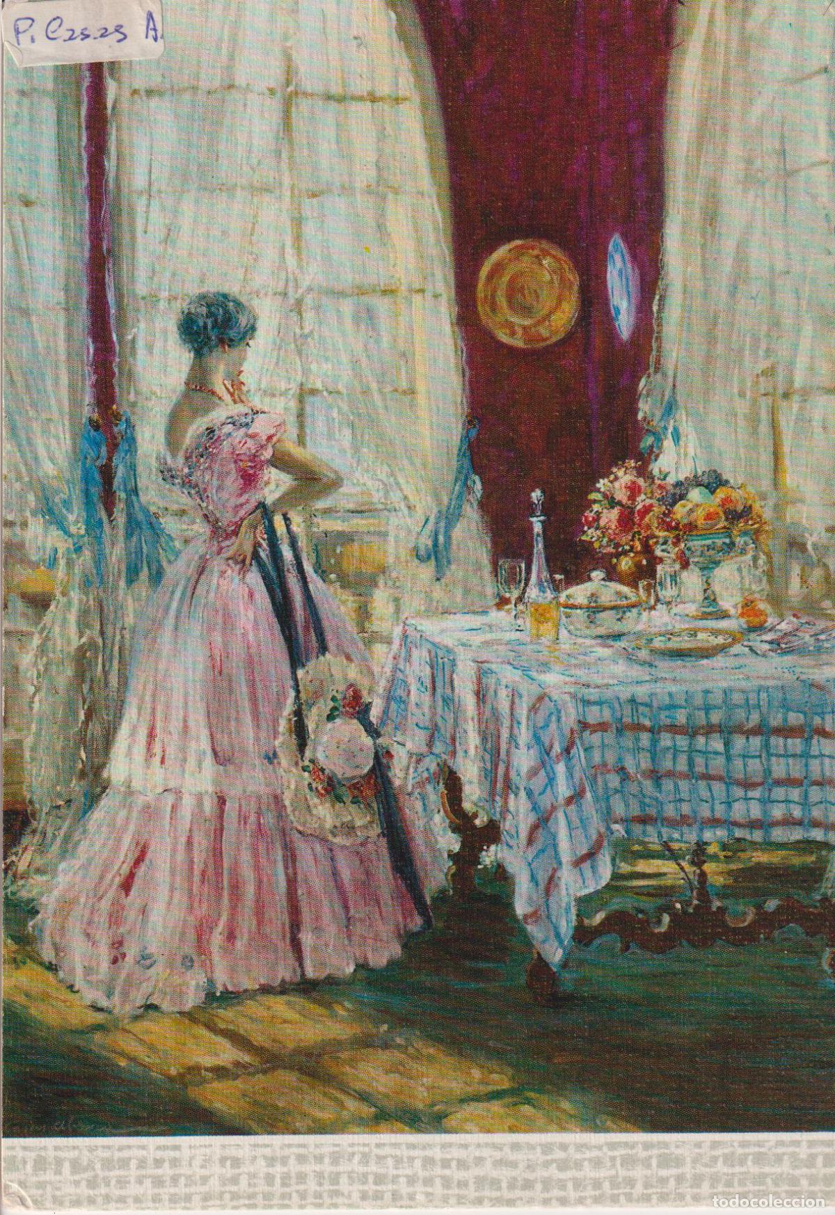 Postales: POSTAL DE LA OBRA DE PERE CASAS I ABARCA, INTERIOR AMB FIGURA (1929) &ndash; ESCUDO DE ORO 17 &ndash; S/C