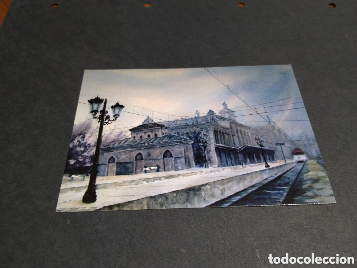 Postales: Postal exposici&oacute;n certamen acuarelas tormo, estaci&oacute;n de tren